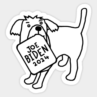 BACK PRINT Dog with Joe Biden 2024 Sign Line Drawing Sticker